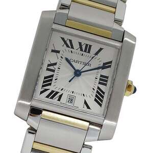 Cartier Tank Française Men's Watch, LM, Date, Automatic, Stainless Steel, Gol...